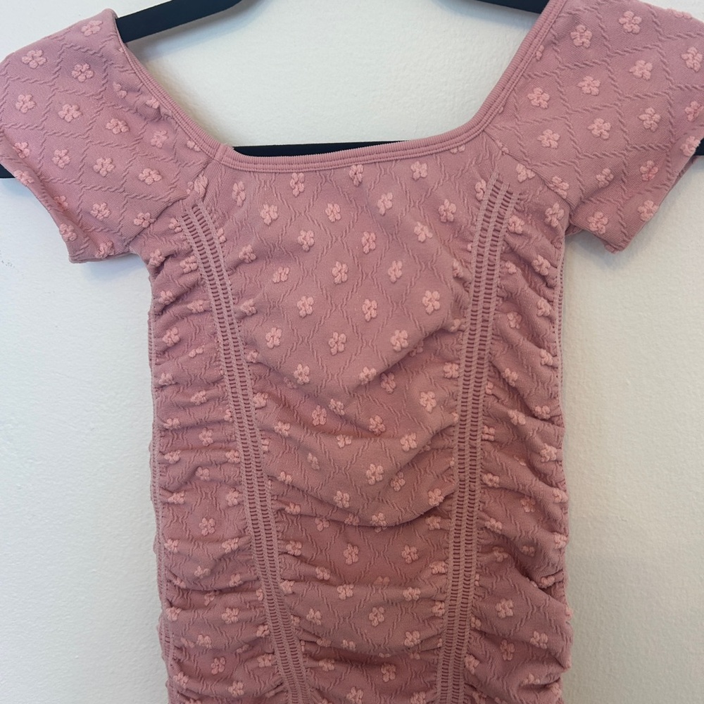 Women's Pink Ruched Square-Neck Top - Picture 6 of 7